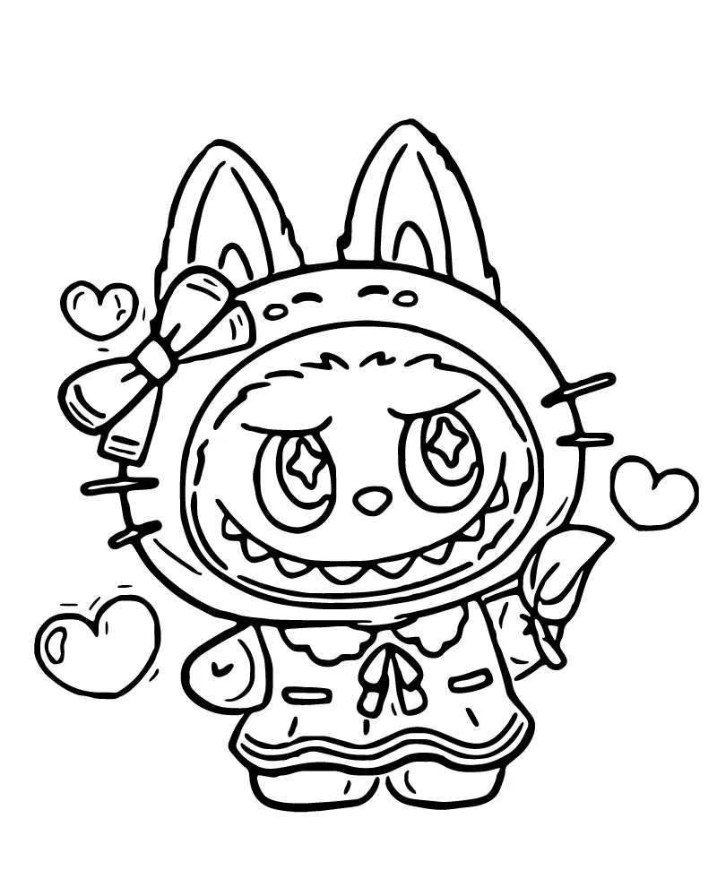 Labubu Kawaii Coloring Page