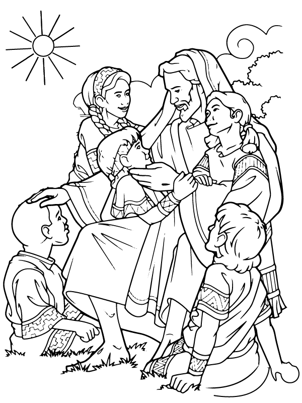 Latter-day Saint Jesus and Children Färbung Seite - Kostenlose ...