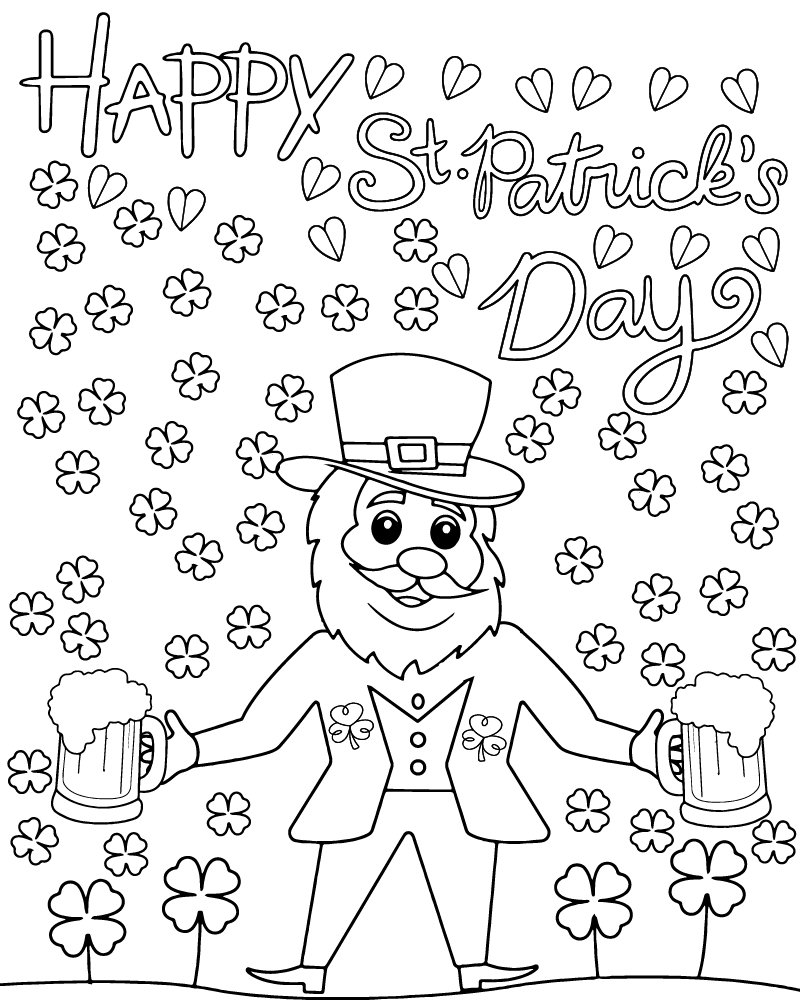 Leprechaun With Gold Coloring Page - Free Printable Coloring Pages For Kids