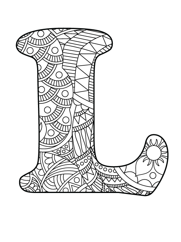 Letter L Mandala Alphabet Coloring Page - Free Printable Coloring Pages For  Kids