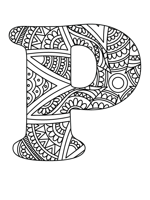 Letter P Mandala Alphabet Coloring Page - Free Printable Coloring Pages For  Kids