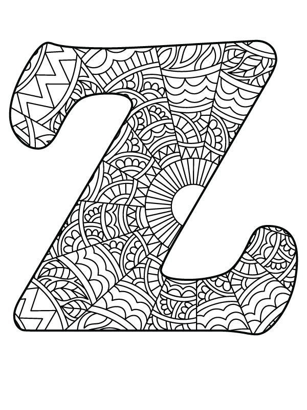 Letter Z Mandala Alphabet Coloring Page - Free Printable Coloring Pages For  Kids