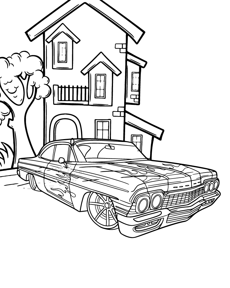 Chevy Impala Lowrider Coloring Page