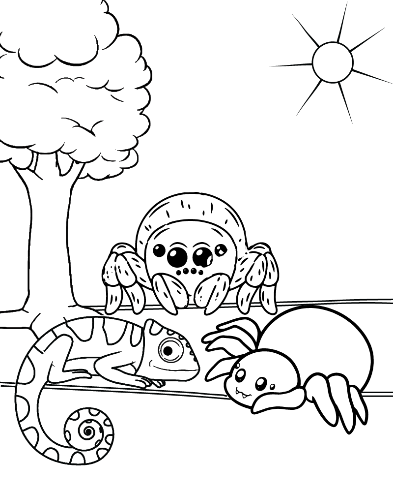 Lucas the Spider in the Garden Printable Coloring Page