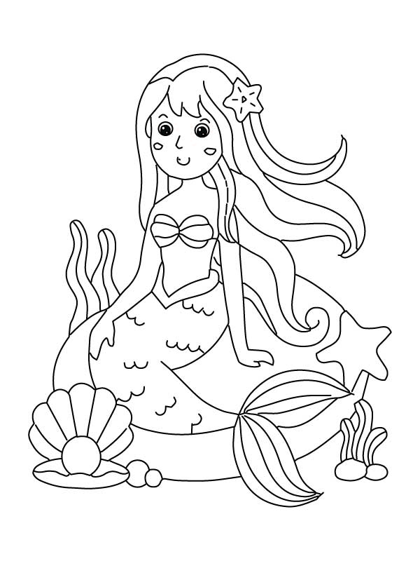 Peppy Mermaid Coloring Page - Free Printable Coloring Pages for Kids