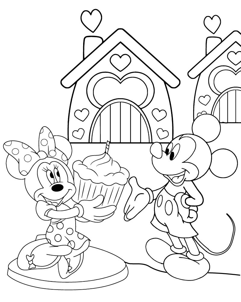 Mickey Mouse Disney Valentines Day Coloring Page