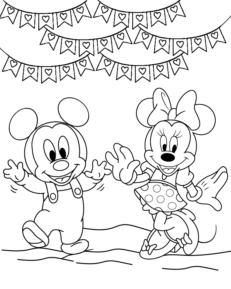 Minnie Mouse Disney Valentines Day Coloring Page