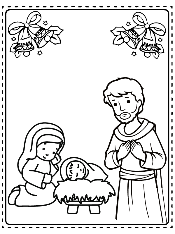 Nativity Scene with Stone House Coloring Page - Free Printable Coloring ...