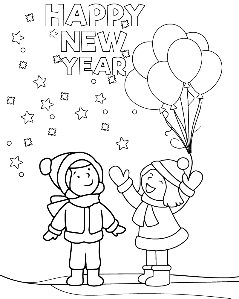 New Year Coloring Page For Kids