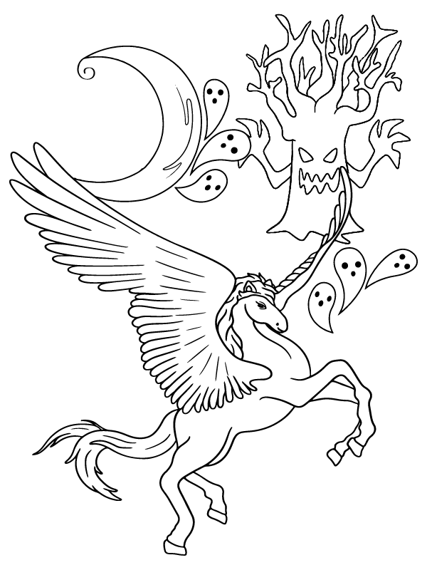 Halloween Unicorn coloring page-04 Coloring Page - Free Printable