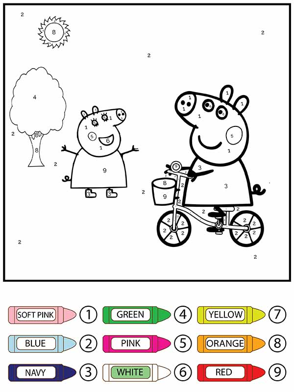 Peppa Pig and Dragon Toy Color by Number Coloring Page - Free Printable ...