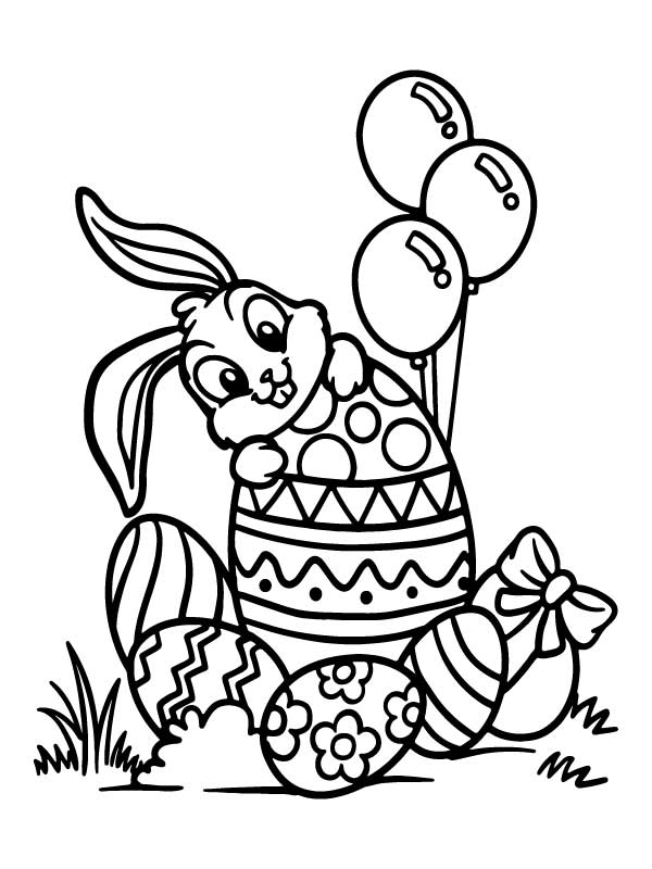 Easter Bunny Holding a Flower Coloring Page - Free Printable Coloring ...