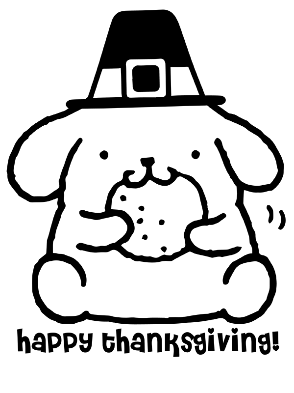 Pompompurin With Scone Thanksgiving Coloring Page - Free Printable