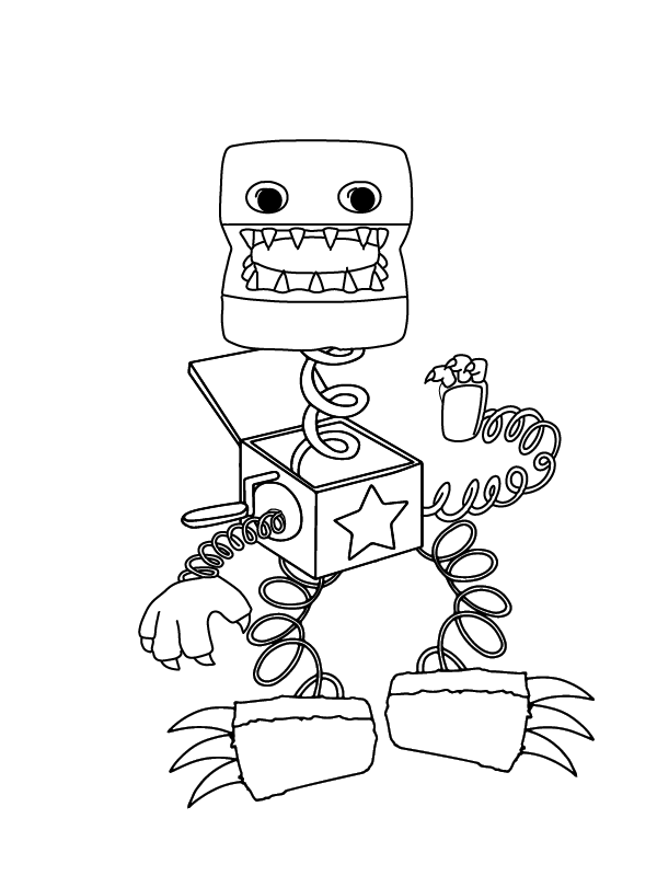 Coloring page Project Playtime : Boxy Boo leaping. 2