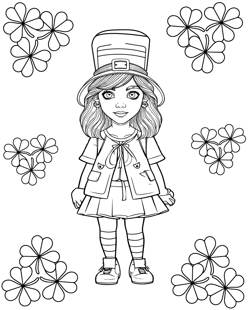 Pretty Girl Leprechaun Coloring Page - Free Printable Coloring Pages ...