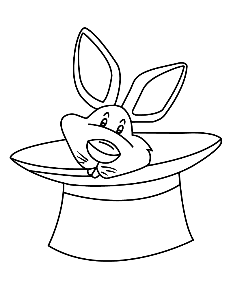 Rabbit Coming Out from the Hat Coloring Page - Free Printable Coloring ...