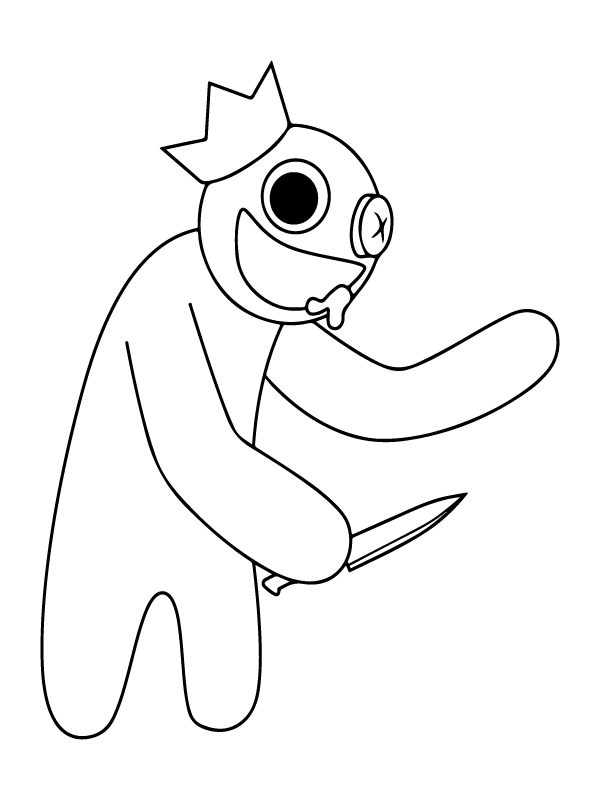 Blue Running with Knife Rainbow Friends Roblox Coloring Page in 2023