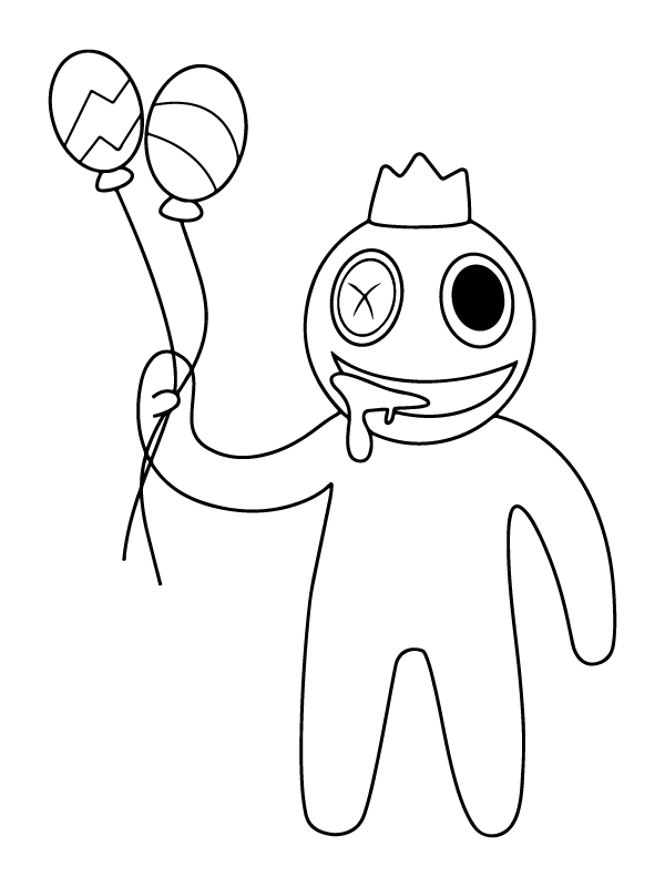 Blue Running with Knife Rainbow Friends Roblox Coloring Page in