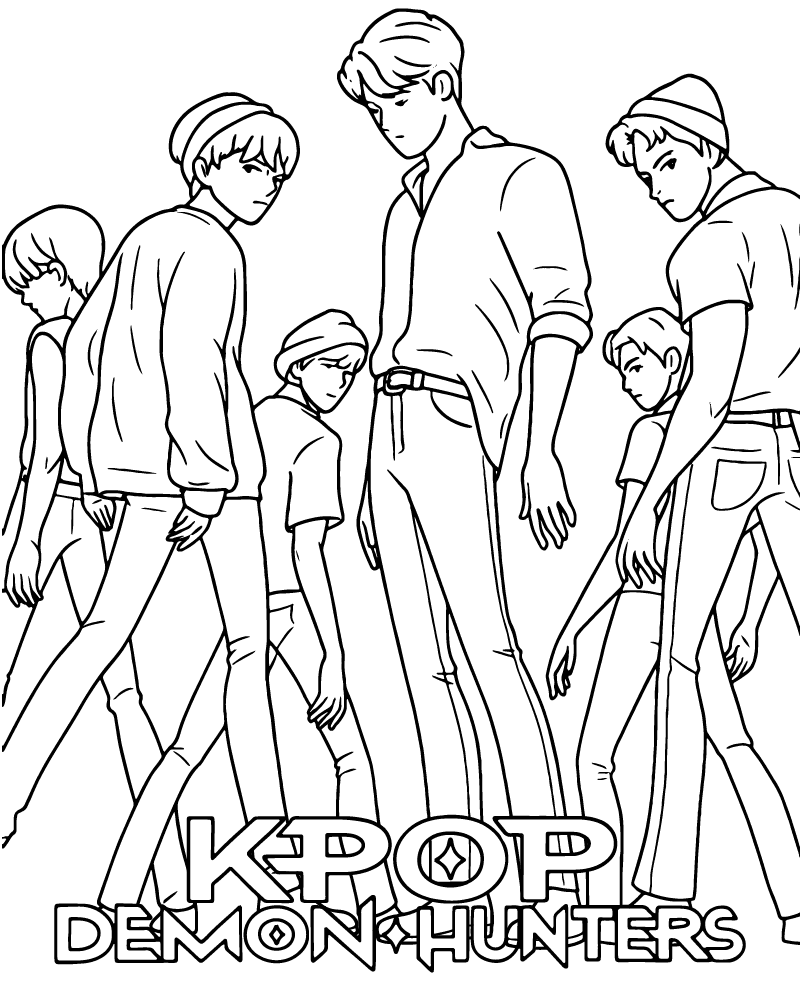 Saja Boys KPop Demon Hunters Coloring Page Saja Boys KPop Demon Hunters Coloring Page
