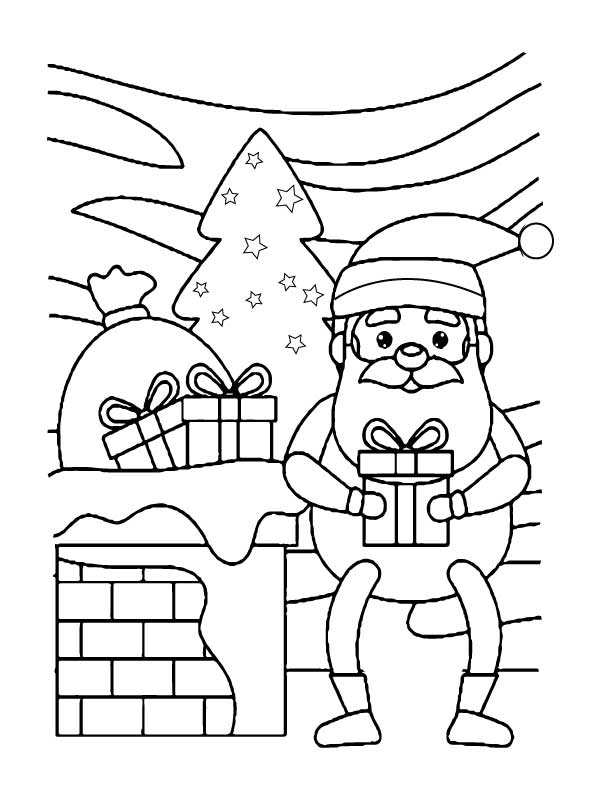 Santa Claus with Presents Coloring Page - Free Printable Coloring Pages ...