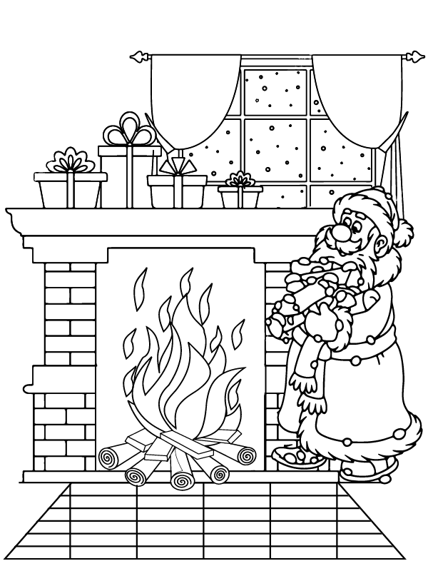 Santa with Christmas Fireplace