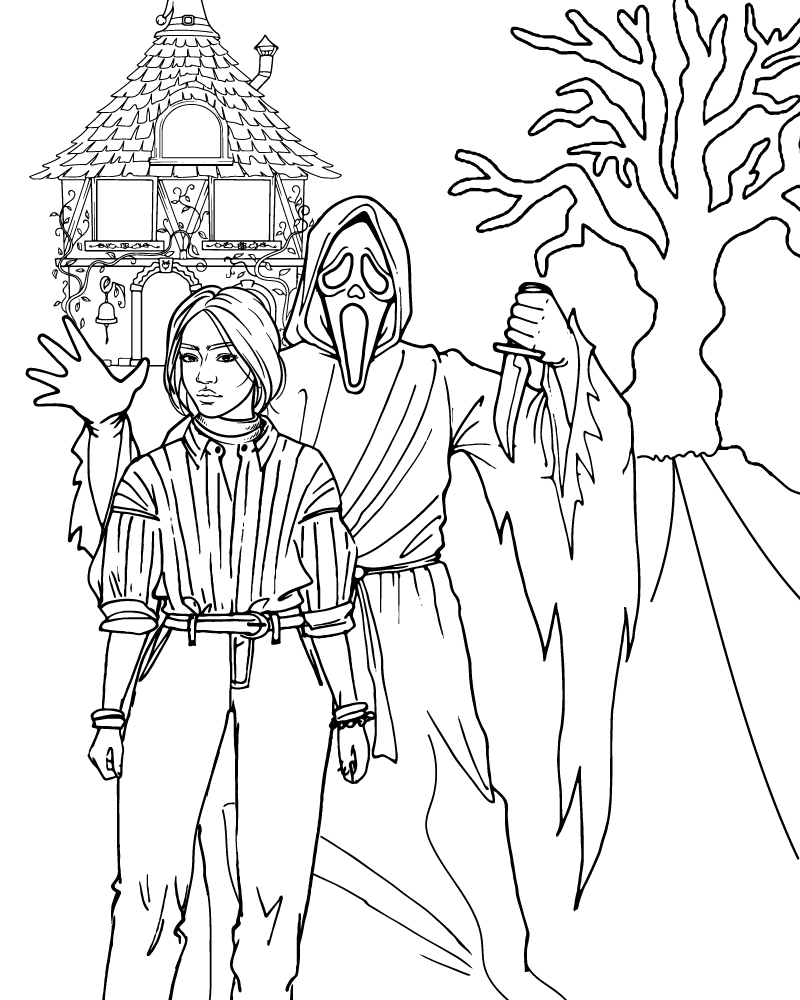 Ghost Face From Scream Coloring Page Ghost Face From Scream Coloring Page