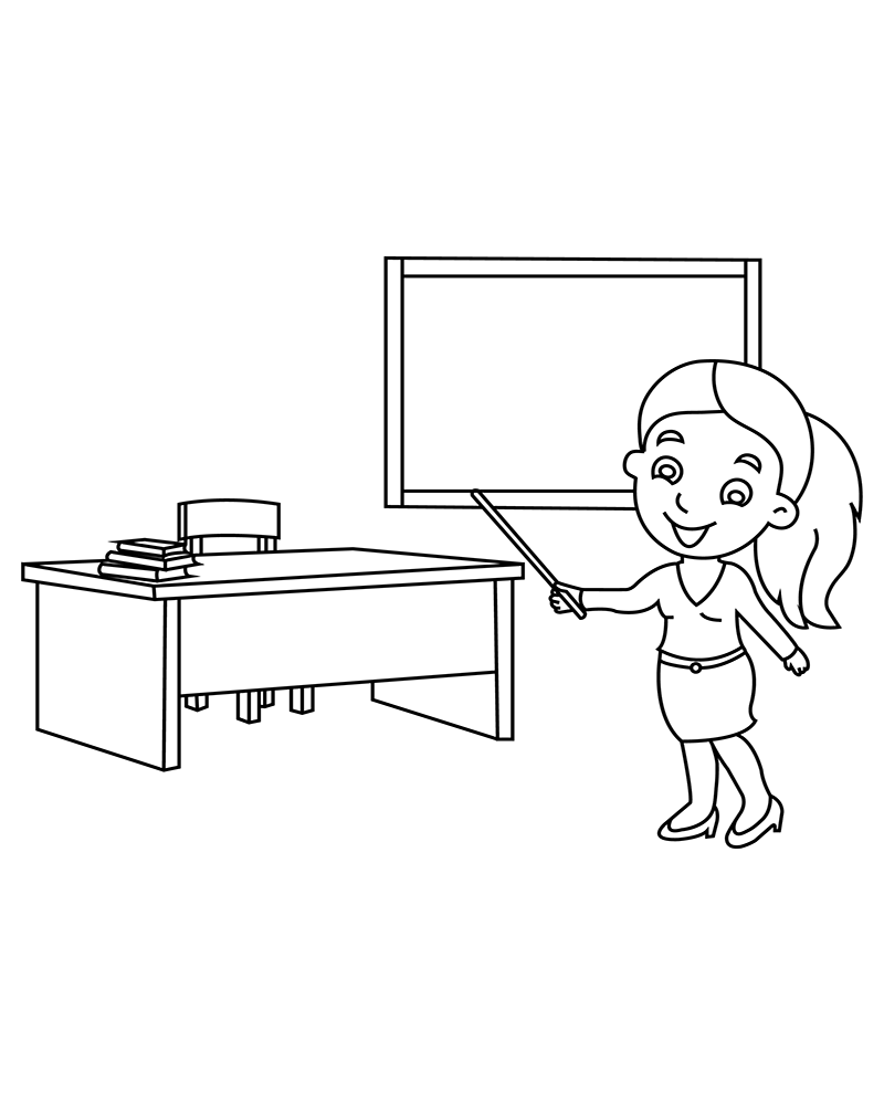 Senior Teacher Teaching Students In Class Room Coloring Page - Free ...