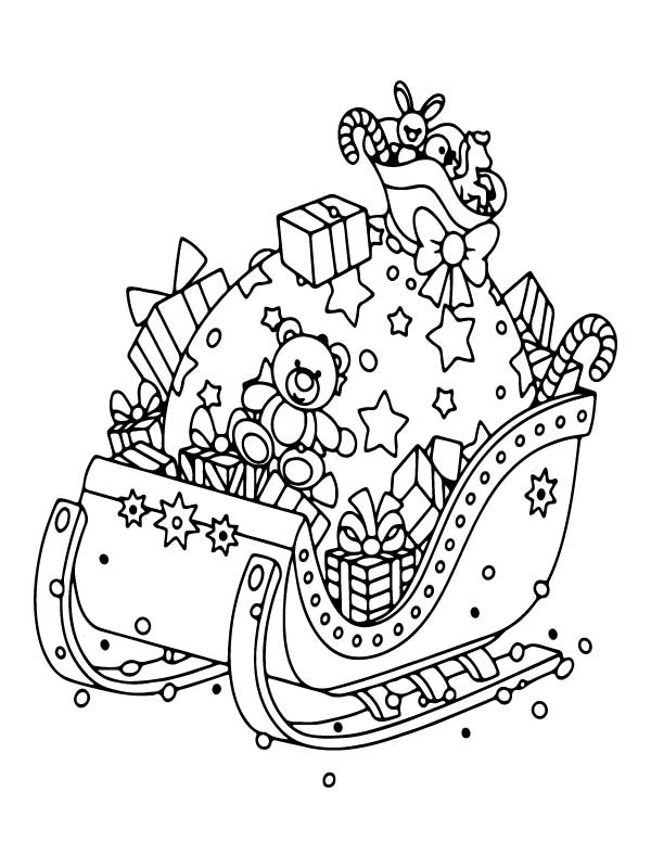 Sleigh Full of Christmas Presents Coloring Page - Free Printable ...