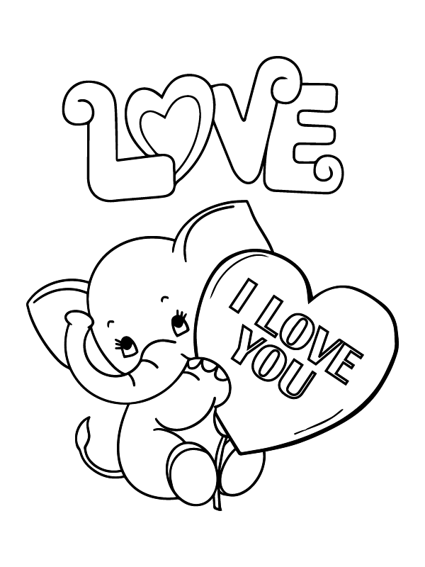 Small Elephant Holding a Heart