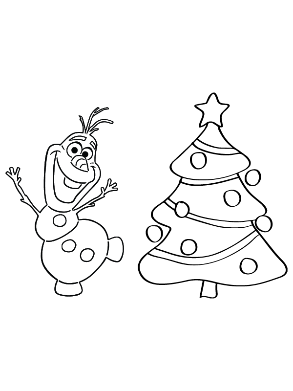 Snowman and Christmas Tree Coloring Page - Free Printable Coloring ...