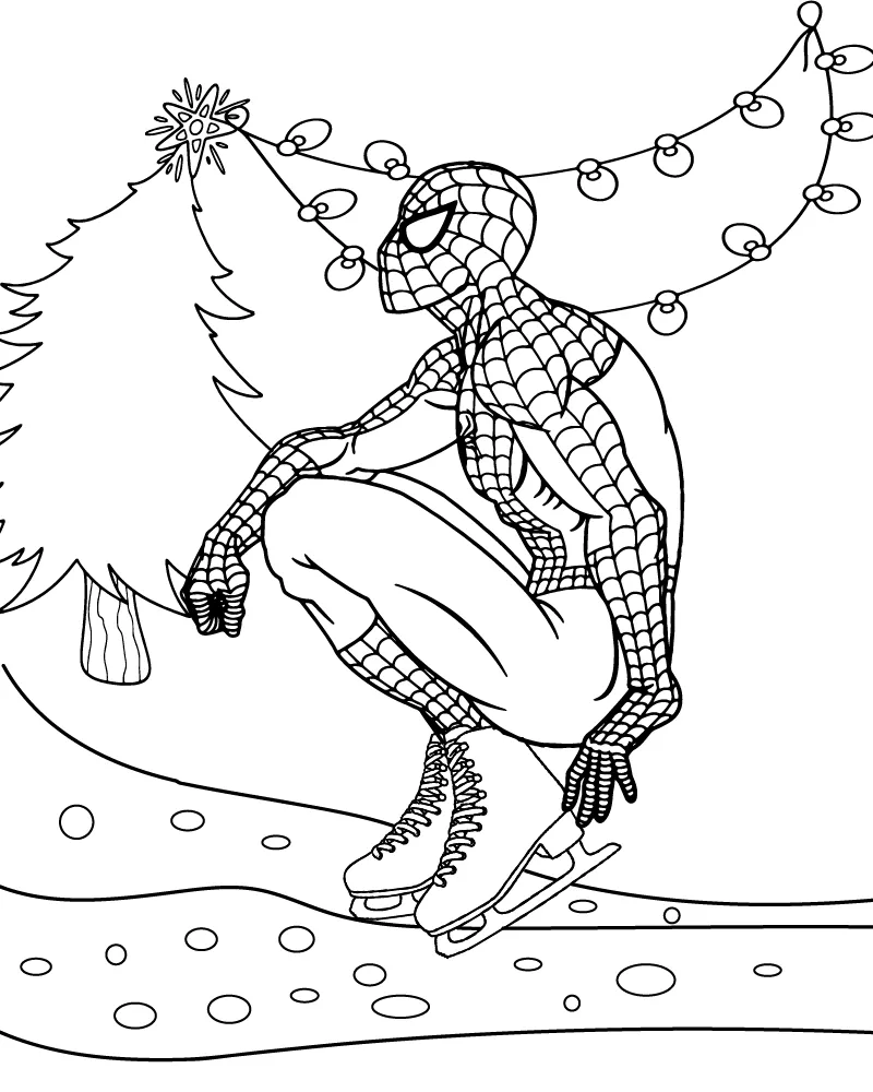 Spiderman Christmas Coloring Pages Coloring Page