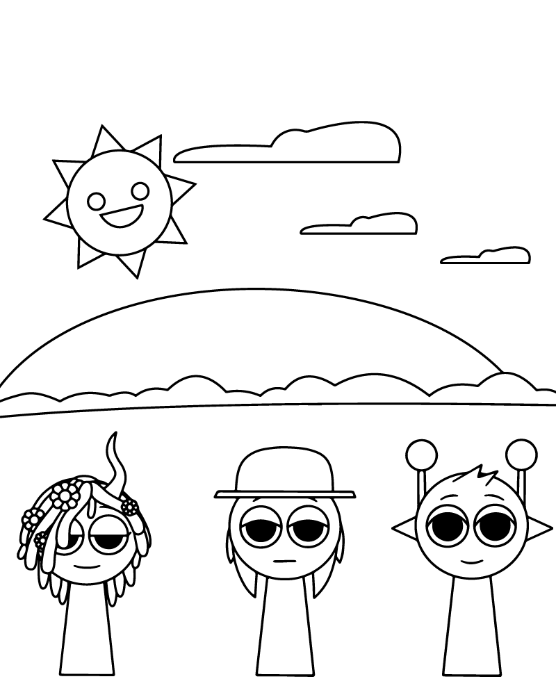 Printable Sprunki Coloring Page