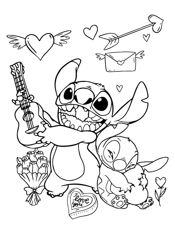 Stitch Playing Ukulele in Valentines