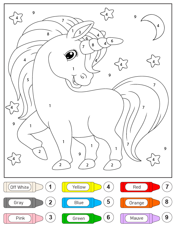 Stunning Unicorn Color by Number Coloring Page - Free Printable Coloring Pages for Kids