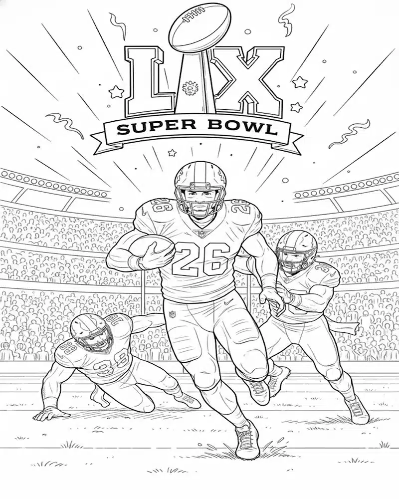 Super Bowl LX 2026 Helmet Design Coloring Page