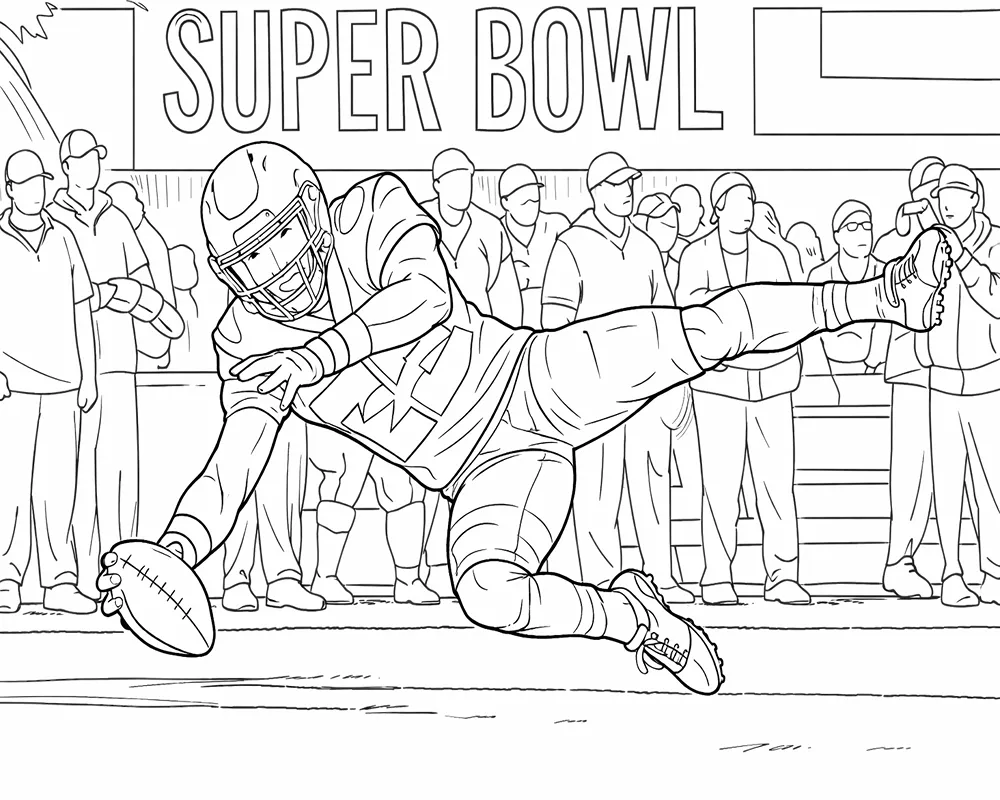 Super Bowl LX 2026 Dive For Catch Coloring Page