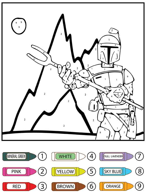 The Mandalorian Star Wars Color by Number Färbung Seite Kostenlose The Mandalorian Star Wars Color by Number Färbung Seite Kostenlose
