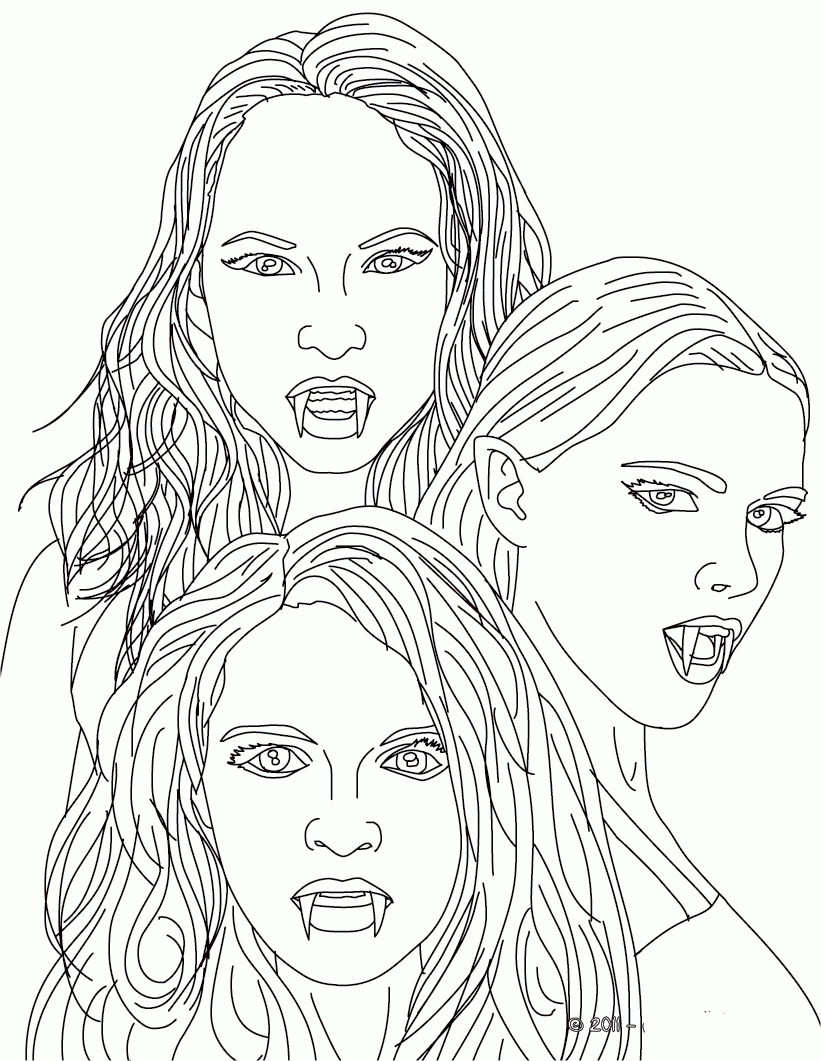 Three Vampire Girls Coloring Page   Free Printable Coloring Pages ...