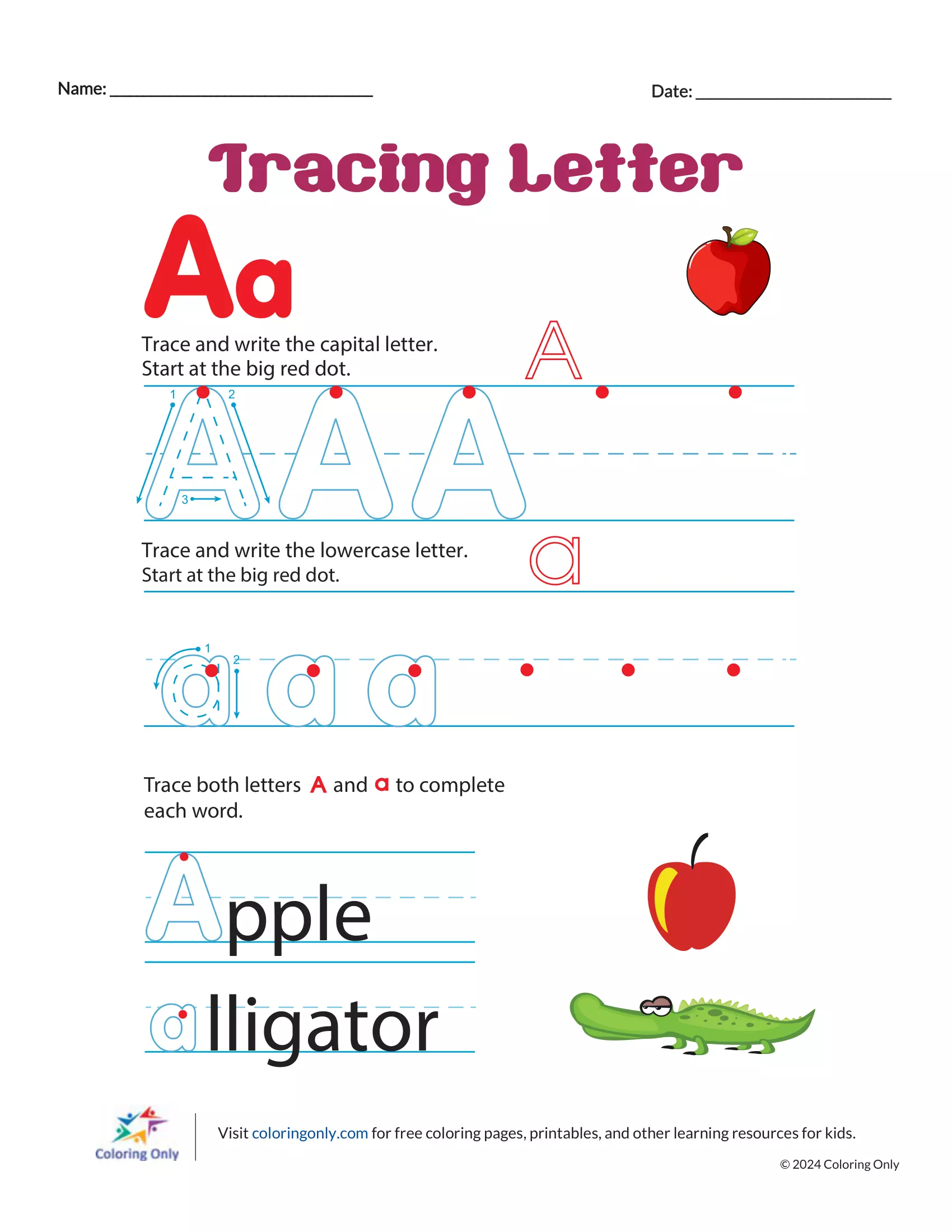 Tracing Letter Free Printable Worksheet Coloring Page Free Printable