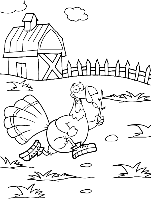 Turkey Running Printable Coloring Page - Free Printable Coloring Pages ...