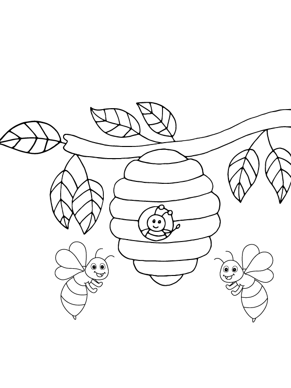 bee and beehive coloring pages