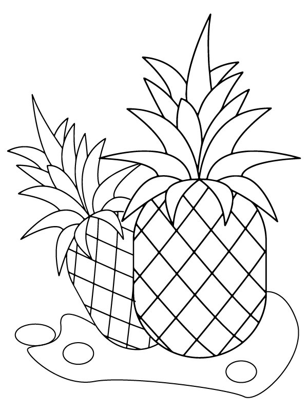 Two Pineapples Coloring Page - Free Printable Coloring Pages for Kids