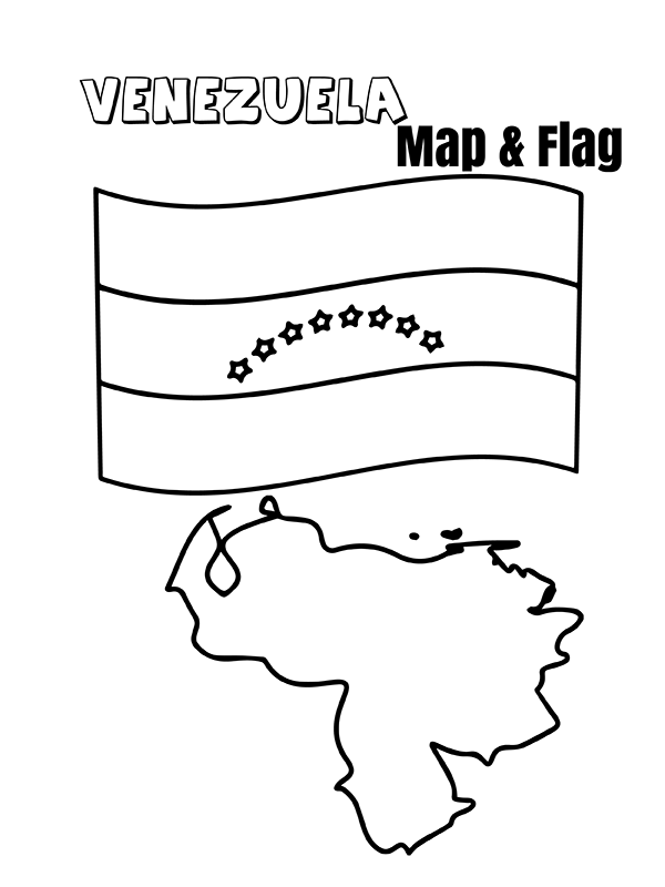 Venezuela Map and Flag Coloring Page Free Printable Coloring Pages