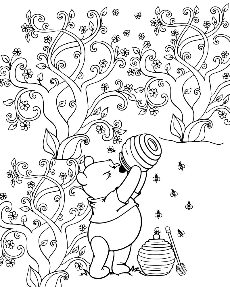 Disney Characters Mandala Adult Coloring Page