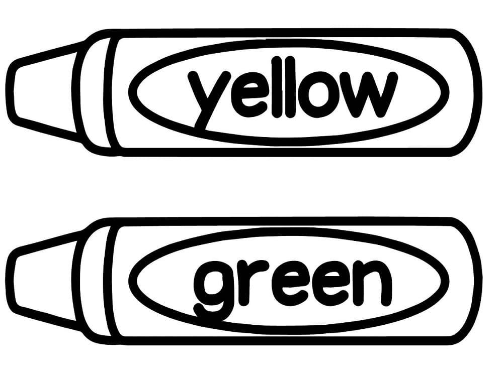 Yellow and Green Crayons Coloring Page - Free Printable Coloring Pages