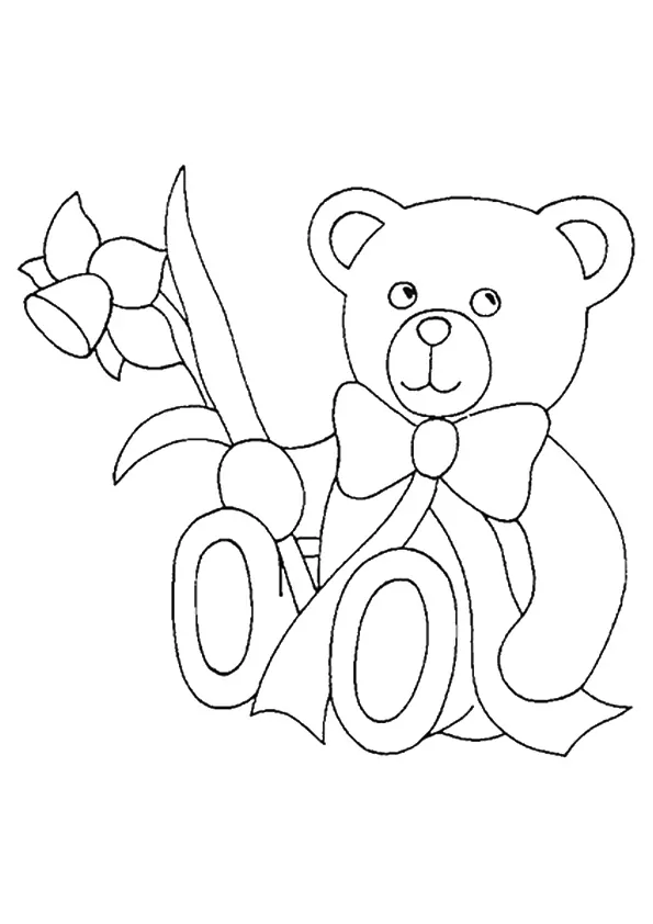 Niedlicher Teddybär mit einer Blume