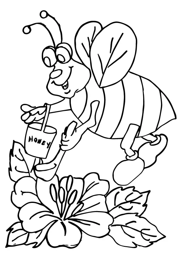 Bee With Honey Pot