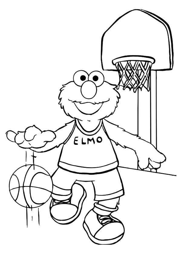 Elmo beim Basketballspielen