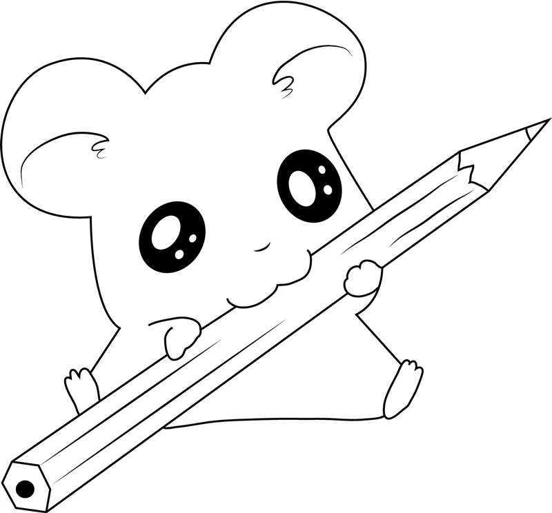 Cute Hamtaro With Pencil