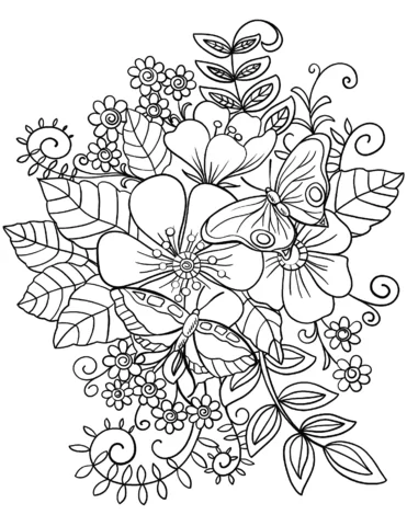 Butterflies Flying On Flowers	-on-flowers-coloring-page